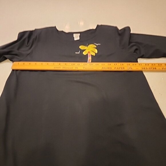 Vintage KARLA MARIE BLACK Casual Tshirt Dress PM Petite Medium Palm Tree - Picture 7 of 8